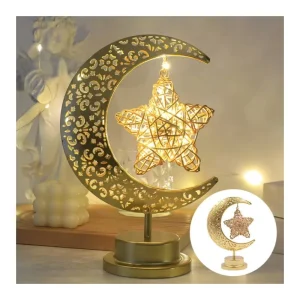 LED Iron Art Moon Castle Palace Decorative Lights String Eid Decorative Lights for Ramadan Hanging Rattan Star IP44
