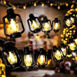 LED Lantern String Lights Mini Kerosene Lamps Garden Patio Home Ramadan Christmas New Year Decorative Lights Festive Lighting