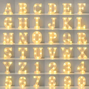LED Letter Light Battery Powered IP44 Waterproof Wall Mounted Home Party Wedding Festival Christmas Decorative Lighting