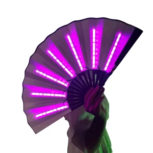 LED Light Up Halloween & Christmas Hand Fan Glowing Birthday Party & Home Decor Gift for Night Club Use