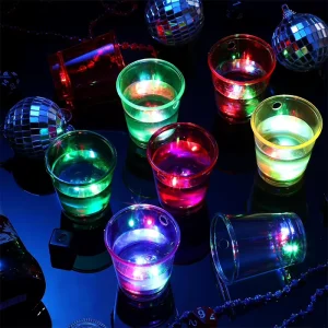 LED Light up Shot Glass Necklaces Cups Plastic Shot Glass on Beaded Necklace Favors for Adults Teens Birthday