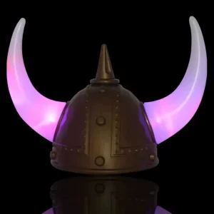 LED Light up Viking Helmet With Horns Braids Glow Medieval Warrior Carnival Party Hats Festive Hats Costume Accessory