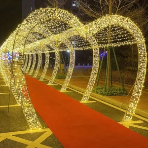 LED Love Arch Shape 10m Plastic Outdoor Christmas Festival Lamp with IP65 Rating for Tunnel Corridor Lighting