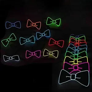 LED Luminous Neon Bow Neck Tie for Men Boys & Kids for Christmas New Year Chinese New Year & Halloween Parties