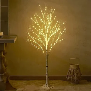 LED Metal Tree Warm White Fairy Lights 4FT IP44 Rated for Indoor Outdoor Home Christmas Holiday Decoration