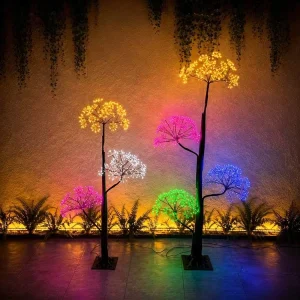 LED Mushroom Tree Lamp Multi-color Indoor Garden Decor Floor Light Creative Flower Shape Curved Patio Courtyard Landscape Light