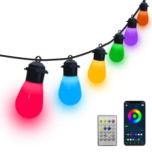 LED Outdoor String Light Decorative Garden Wedding Party Camping RGBIC Bulb Fairy Christmas String Lights Waterproof