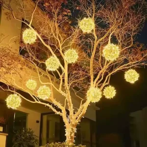 LED Plastic Ball Lamp Holiday Tree Decoration Hanging Outdoor Christmas Landscape String Lighting IP68 Waterproof Lightweight