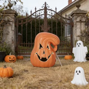 LED Plastic Pumpkin Lamp Waterproof Battery Operated Non-Toxic Biodegradable Reusable Portable Outdoor Halloween Decoration