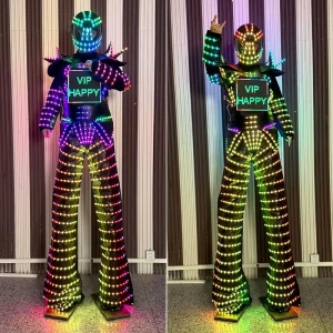 LED Programable Clothing Remote Control Stilts Walker Led Robot Costume Suit LED Party Costumes for Men LED Performance Clothes