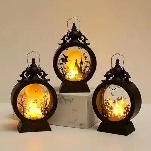 LED Pumpkin and Ghost Lantern Hanging Ornament for Halloween Bar Decor
