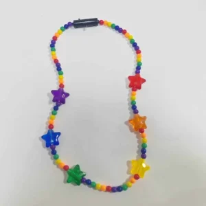 LED Rainbow Star Mardi Gras Beads Necklace Suitable for Carnival Party Decoration