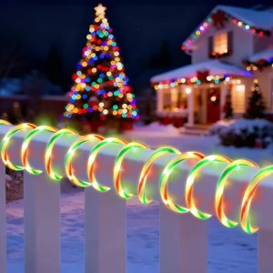LED Rope Light Candy Cane Outdoor Plug Powered 8 Modes Christmas Tree Decoration Outdoor Lighting