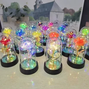 LED Simulation Rose Flower Night Light Beautifully Realistic Rose Eternal for Graduation Parties Valentine’s Day Rose Light for