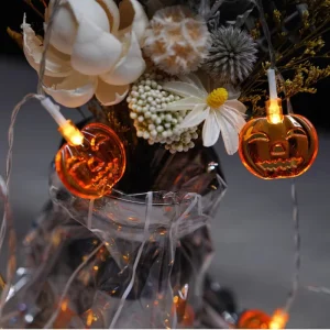 LED Smiley Orange Pumpkin Light String Halloween Party Decoration with Battery Box Festival Atmosphere Lantern
