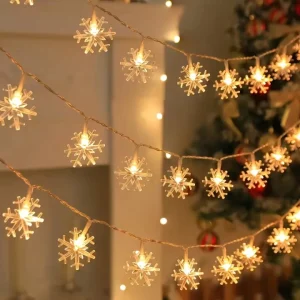 LED Snowflake String Light Fairy Garland Home Decor Indoor Outdoor Holiday Christmas Party Wedding Festival Celebration Ornament