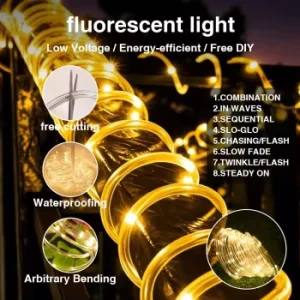 LED Solar IP65 Waterproof Outdoor Courtyard Tree Surround Copper Wire Tube String Lights 16ft Easter Decorative Timer Lights
