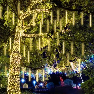 LED Solar Meteor Shower String Lights Waterproof Hanging Tree Decoration Outdoor Christmas Holiday Parks Wedding Curtains Rain