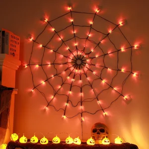 LED Spiderweb Halloween String Lights IP44 Waterproof 120 180cm Lengths Spooky Ghost Festival Decorative Lights