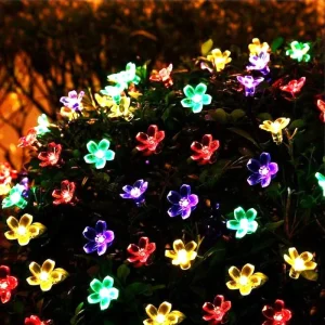 LED String Light IP65 Waterproof Cherry Flower Christmas Holiday Lights Indoor Outdoor 8 Colors Decoration