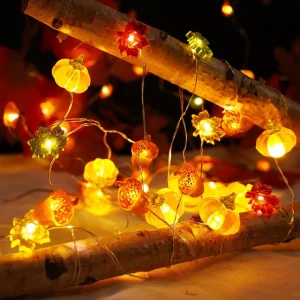 LED String Lights Acorn Pumpkin Maple Leaf 30LED Battery Operated Dimmable 3M Thanksgiving Autumn Party Halloween Lighting