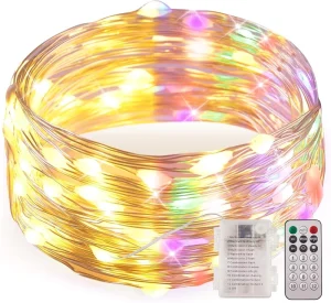 LED String Lights Warm White and Multicolour 5m/16.4ft 50 LEDs 12 Modes Twinkling Fairy Lights Decorative Lights Festive Lights