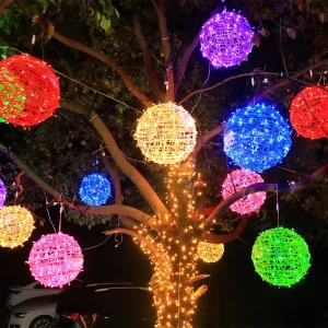 LED Vine Ball Lights Festive Outdoor Christmas Ball Lighting Landscape Tree Hanging Decorations Street Lighting Strings
