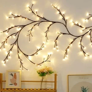 LED Willow Vine Lights for Christmas Wall Decoration with Tree Branches IP44 Rated Warm White Indoor Use Parties