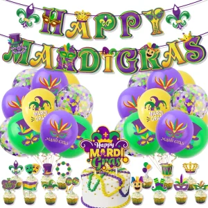LEMON Mardi Gras Party Decorations Carnival Balloons Party Latex Balloons Cake Topper Party Supplies
