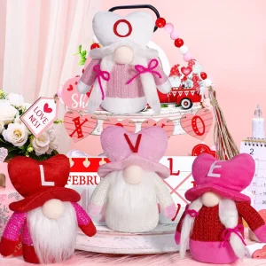 LOVE Gnomes Valentine’s Day Plush Decorations Heart Hat Table Festive Home Party Romantic Gift for Couple