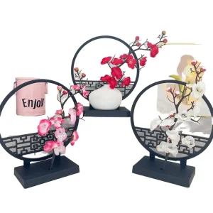 LUYI Handcrafted Chinese Style Leaf Mini Plastic Vase Creative Potted Decor for Valentine’s Day Chinese New Year Home Ornament