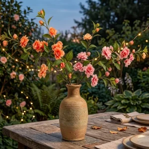 LYT Artificial Camellia Flowers for Garden Landscaping Decking & Wedding Favors
