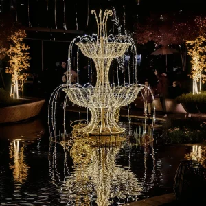 Large 3D Illuminated Fountain LED Light Motif IP65 Customizable Color for Outdoor Christmas Holiday Festival Commercial Displays