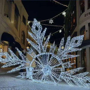 Large 3D LED Snowflake Motif Lights IP65 Rated Outdoor Christmas Holiday Decoration for Commercial Shopping Malls