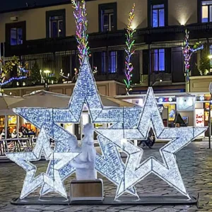 Large 3D LED Star Motif Christmas and Halloween Multi-Color IP65 Landscape Lighting Decoration for Shopping Mall