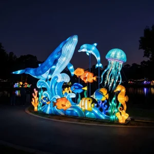 Large 3D LED Whale Motif Light for Commercial Aquarium Outdoor Decoration