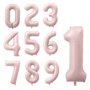 Large 40 Inch Baby pink Digital Number Foil Balloon for Children’s Birthday Celebration Party Decorations