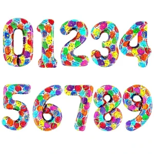 Large 40 Inch Colorful Foil Birthday Numeral Balloon Perfect for Birthday Milestone Celebration Party Decorations