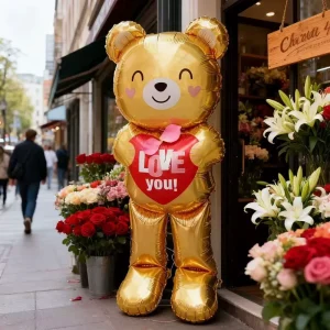 Large 60 Inch 1.5 Meters Standing Love Bear Foil Balloon For Birthday Wedding Valentine’s Day Party Event Promotion Decoration