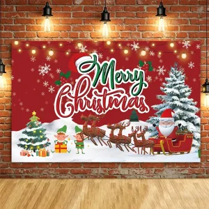 Large 72×44 Inch Merry Christmas Banner Decorations Red Flag for Outdoor Indoor