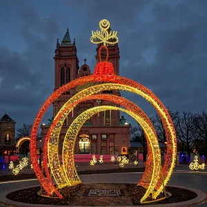 Large Bauble Walk IP68 Rechargeable LED Light Arch Ball Street Commercial Plaza Decoration Outdoor Christmas Custom Motif Lights