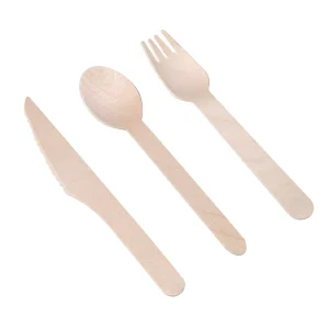 Large Bulk Disposable Wooden Cutlery Pack High Quality Biodegradable Tableware Eco Friendly Utensils For Food Truck Festivals