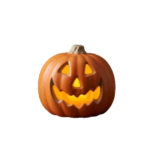 Large Certified Plastic Halloween Pumpkin Lantern Button Cell Powered No Plug Design for Halloween and Easter Decorations
