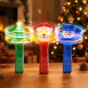 Large Christmas LED Spinning Wand Display Box Plastic Halloween Wedding Light Santa Snowman Tree Glow Stick Holiday Party Retail