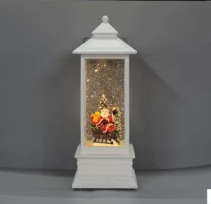 Large Christmas Water Lantern Vintage Tall Lighted Snow Globe Lantern Battery Operated Festive Home Ornament