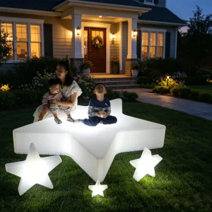 Large Contemporary Five Pointed Star Lawn Floor Lamp Indoor Outdoor Christmas Event Atmosphere Light 6000K Warm White Remote