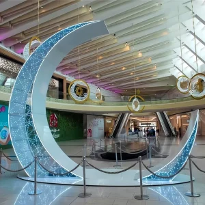 Large Eid Mubarak Star Moon Motif Lights Lanterns Giant Ramadan Decorations Lights for Shopping Mall Decoration