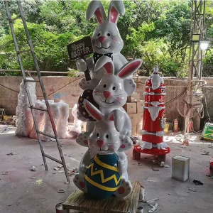 Large Fiberglass Easter Egg Bunny Giant Bunny Waterproof Durable Outdoor for Easter Holiday Display