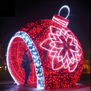 Large LED Christmas New Year Decorative Lighting Ball Arch Shaped Light IP65 Indoor Outdoor Festival Decoration for Shopping