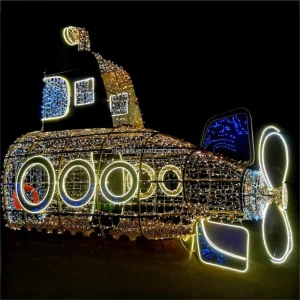 Large LED Spaceship Christmas Light Festival Display with Color Changing Lights for Park Mall Theme Park and Holiday Event